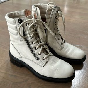 Brand new Aquatalia white leather combat boots Size 6